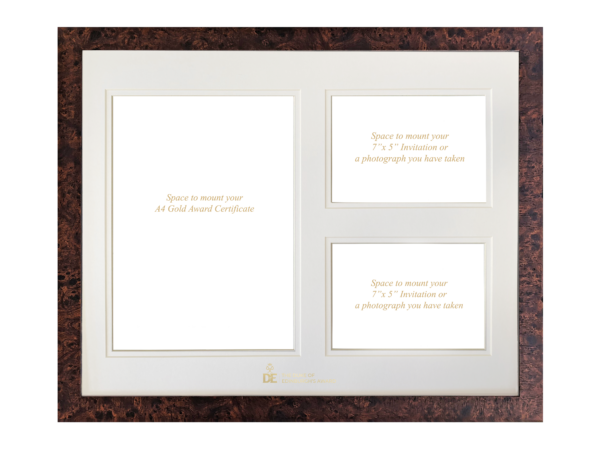 Tri-Aperture Mount - Spaces to mount your Gold Award Certificate, a 7"x 5" photograph and your invitation (S)