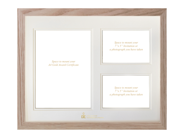 Tri-Aperture Mount - Spaces to mount your Gold Award Certificate, a 7"x 5" photograph and your invitation (S) - Image 5